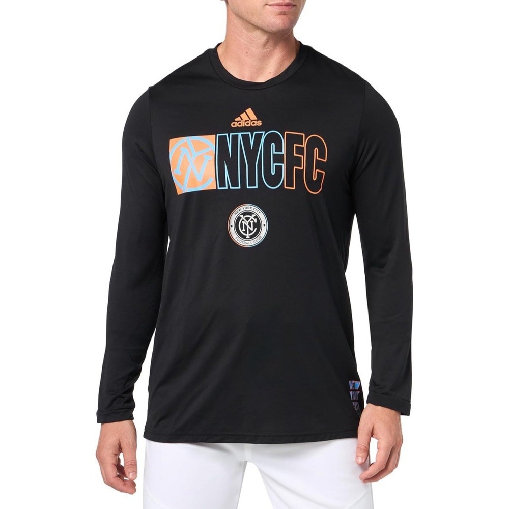 NWT adidas Men's New York City FC Long Sleeve Pre-game T-shirt - Black -‎ XL